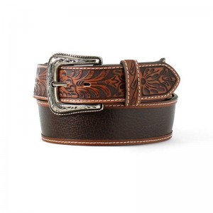 Ariat Floral Stamped Tip Belt Brown | 819KQRPSI