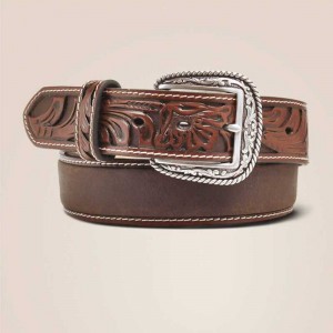 Ariat Floral embossed ends belt Brown | 681SIZUVG