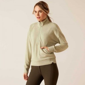 Ariat Friday Cotton 1/2 Zip Sweatshirt Green | 687IZFPYW