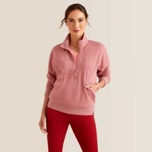 Ariat Friday Cotton 1/2 Zip Sweatshirt Rose | 904RGBKVX