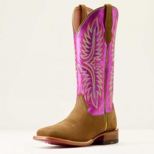 Ariat Frontier Calamity Jane Western Boot Dijon Roughout|electric Raspberry | 014NZMHIS