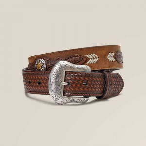 Ariat Gold Star Medallion Belt Brown | 098EBSGYL