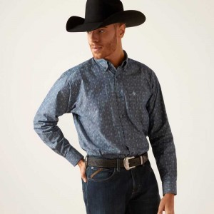 Ariat Graham Classic Fit Shirt Blue | 416NMOVUA