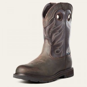 Ariat Groundwork Waterproof Work Boot Dark Brown | 172PFDAZY