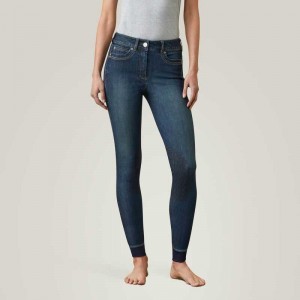 Ariat Halo Denim Knee Patch Breech Blue | 481ZEVBHP