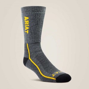 Ariat Heavyweight Merino Wool Steel Toe Performance Work Sock Grey | 436ZDVQNS