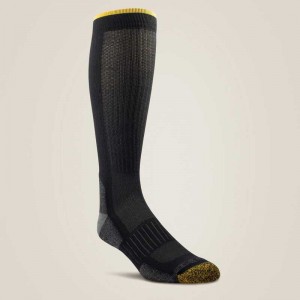 Ariat High Performance Mid Calf Tek Work Sock 2 Pair Pack Black | 765JKVWLG