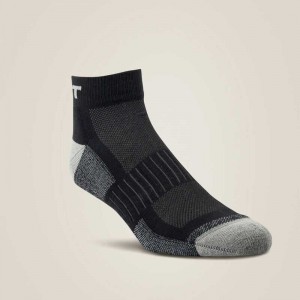 Ariat High Performance Quarter Crew Tek Work Sock 3 Pair Pack Black | 974ODGFPV