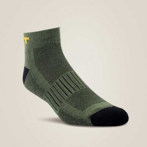 Ariat High Performance Quarter Crew Tek Work Sock 3 Pair Pack Olive | 315EHPQNU