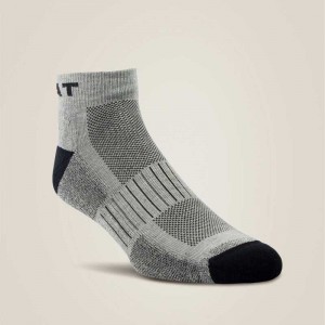 Ariat High Performance Quarter Crew Tek Work Sock 3 Pair Pack Grey | 758FNYGQM