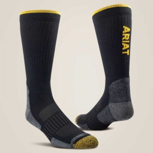 Ariat High Performance Tek Work Sock 2 Pair Pack Black | 931VQIEHB