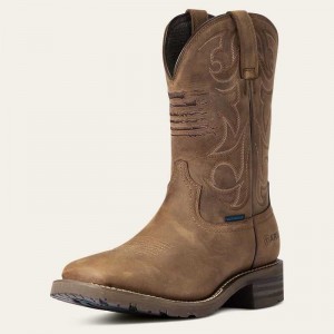 Ariat Hybrid Patriot Waterproof Western Boot Brown | 106QLWHIX