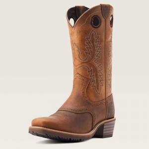 Ariat Hybrid Roughstock Square Toe Cowboy Boot Sorrel Crunch | 517FTVZSE