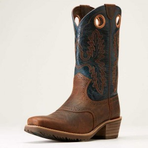 Ariat Hybrid Roughstock Square Toe Cowboy Boot Brown | 728PFOHXR