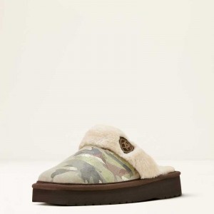 Ariat Jackie Square Toe Stack Slipper Green | 501YQWBNF