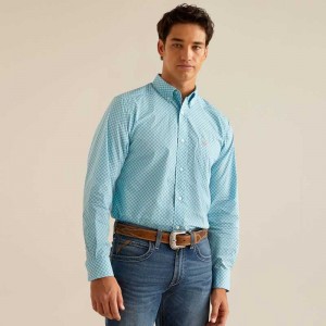 Ariat Kamron Fitted Shirt Blue | 329MHGUKQ