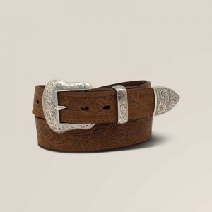 Ariat Leaf Emboss Belt Brown | 845SLVIRG