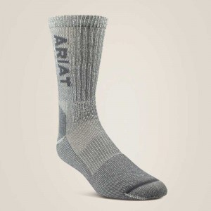 Ariat Lightweight Merino Wool Blend Steel Toe Work Sock Grey | 817WPJUVC