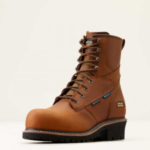 Ariat Logger Shock Shield Waterproof Composite Toe Work Boot Copper Brown | 628QRFTWJ