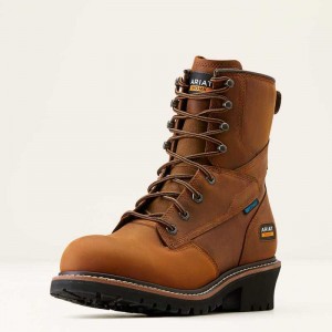 Ariat Logger Shock Shield Waterproof Work Boot Copper Brown | 876EQRWSG