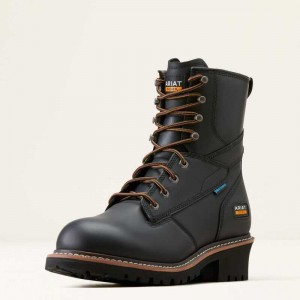 Ariat Logger Shock Shield Waterproof Work Boot Black | 719PTBIEK