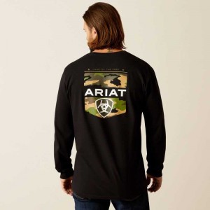 Ariat Lotf Camo Shield T-Shirt Black | 508SNJDOH