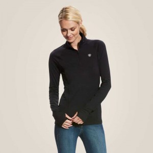 Ariat Lowell 2.0 1/4 Zip Baselayer Black | 839XQRGOS