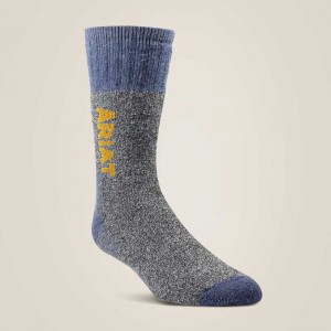 Ariat Marl Thermal Wool Blend Work Sock 2 Pair Pack Blue | 287ITPUES