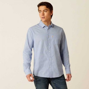 Ariat Memphis Modern Fit Shirt Blue | 263ULDAZX