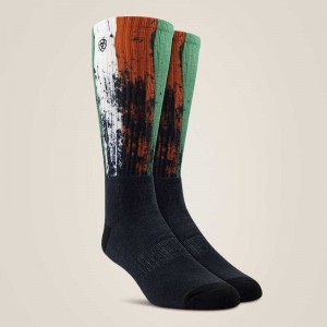 Ariat Mexico Graphic Crew Work Sock 2 Pair Multi Black | 205WDFMXV