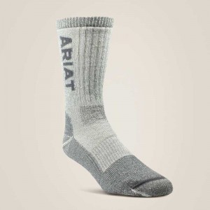 Ariat Midweight Merino Wool Blend Steel Toe Work Sock Grey | 870GIRYJM