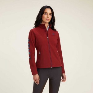 Ariat New Team Softshell Jacket Dark Red | 254EIZWRL