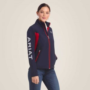 Ariat New Team Softshell Jacket Navy / Red | 214YLOCTN