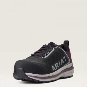 Ariat Outpace Composite Toe Safety Shoe Grey Purple | 036JFDNRC