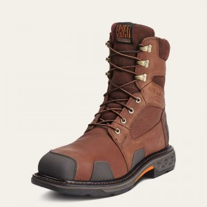 Ariat OverDrive 8' Wide Square Toe Waterproof Composite Toe Work Boot Brown | 190ASGIEQ