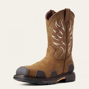 Ariat OverDrive Wide Square Toe Composite Toe Work Boot Brown | 971BERHNK