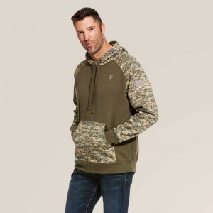 Ariat Patriot Hoodie Olive Camo | 605VNZCJT