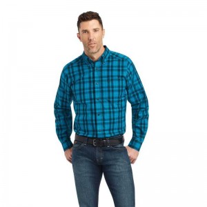 Ariat Pro Series Kingston Fitted Shirt Ocean Depths | 963NHIMQG