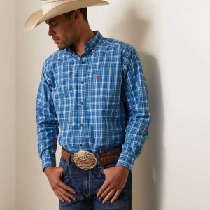 Ariat Pro Series Leyton Classic Fit Shirt Light Blue | 417AEHLDJ