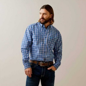 Ariat Pro Series Lonnie Fitted Shirt Blue | 619JWNSVC