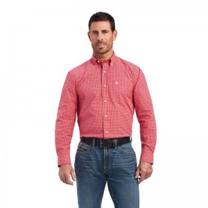 Ariat Pro Series Nevin Stretch Classic Fit Shirt Red | 718QYZSRW