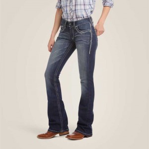 Ariat R.E.A.L. Mid Rise Stretch Entwined Boot Cut Jean Blue | 879DBQXUJ