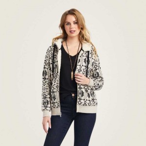 Ariat REAL Sherpa Full Zip Hoodie Oaxaca Print | 051TEUKDP