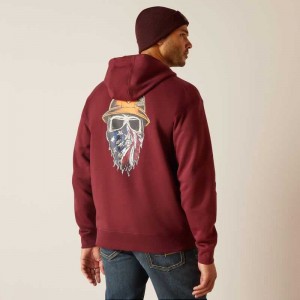 Ariat Rebar Born For This Full Zip Hoodie Burgundy | 601NWVQPM