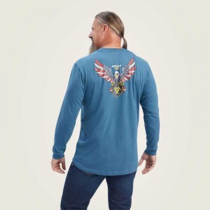 Ariat Rebar Cotton Strong American Raptor T-Shirt Turquoise | 126YMSUZE