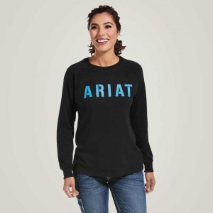 Ariat Rebar Cotton Strong Block T-Shirt Black | 481INQTVK