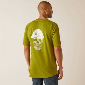 Ariat Rebar Cotton Strong Roughneck Graphic T-Shirt Green | 563JNSFHZ