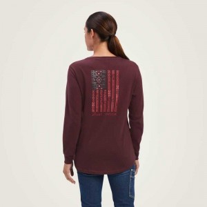 Ariat Rebar Cotton Strong SouthWest Graphic T-Shirt Chocolate | 645XFJYSW