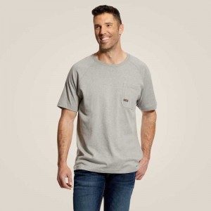 Ariat Rebar Cotton Strong T-Shirt Grey | 961FVLUYX