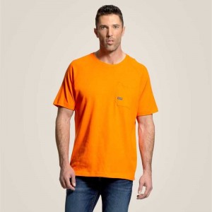 Ariat Rebar Cotton Strong T-Shirt Orange | 690KHGLID